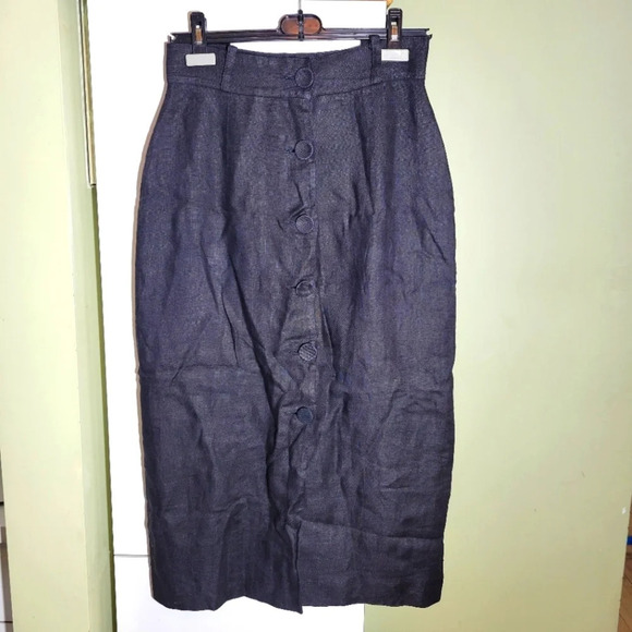 ❤ 3 For $35 vintage dream girls button midi linen straight pencil skirt medium - Picture 1 of 8